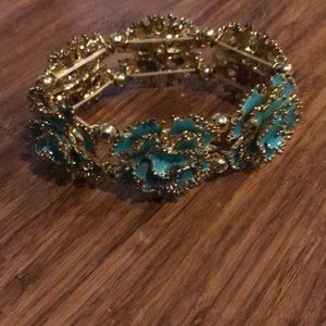 Turquoise color and gold bracelet